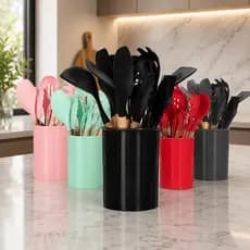 Jogo de Utensílios Silicone 12 Peças Conjunto para Cozinha Antiaderente