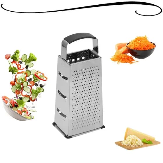 Ralador Slim Culinário Para Alimentos 4 Fases Em Aço Inox e Cabo Verduras Legumes Queijos Utensílio de Cozinha
