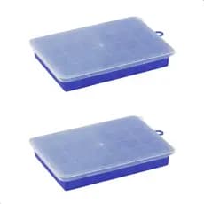 Kit 2 Formas de Gelo em Silicone Flexível 24 Cubos Utensílio de Cozinha Ideal Bebidas Drinks com Tampa Livre de BPA