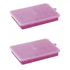 Kit com 2 Formas de Gelo Silicone Flexível 24 Cubos Reutilizável Fácil Desenforme Bebidas Drinks Molde Chocolate Papinha