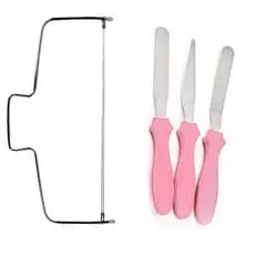 Kit 3 Espátulas Ganachear Chantilly E Cortador Nivelador De Bolos Inox Linha Confeitar Bolos Utensílio Cozinha