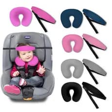Kit Almofada de pescoço e Faixa Apoio Suporte Cabeça de Bebê Cadeirinha Carro