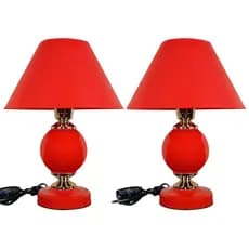Par de Abajur Moderno Bivolt E27 Luminária Mesa Quarto Sala Escritório Iluminação Decorativa Vermelho