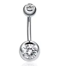 Piercing Umbigo Hipoalergênico Aço Inox Premium Duplo Cristal Strass Haste 8mm Original