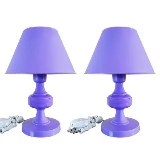 Par Abajures Infantil Baby Lilás: Luz Suave Quarto Bebê e Criança