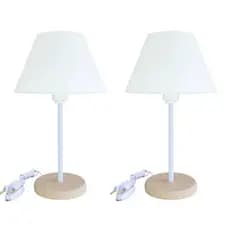 Par Abajures Branco Infantil Base MDF: Luz Quarto Bebê Criança