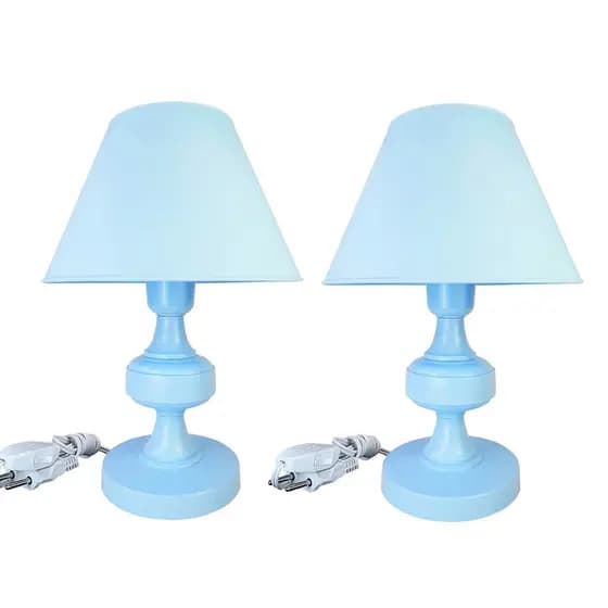 Par Abajures Infantil Azul: Luz Suave Quarto Bebê e Criança