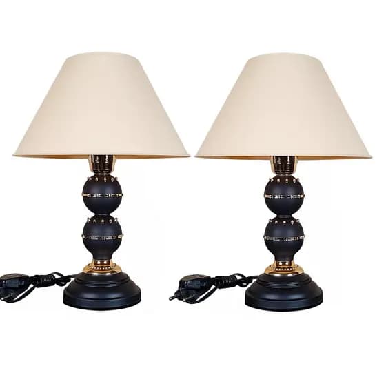 Par de Abajur Moderno Luminária Decorativa Ideal Para Quarto Sala e Escritório - Preto