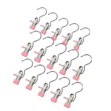Kit 15 Prendedores de Metal Gancho Giratório 360° Organizador Para Roupas Armário Varal