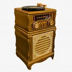 Rádio Retrô Vintage Bluetooth Recarregável USB Cartão TF FM AM SW Caixa de Som Decorativa