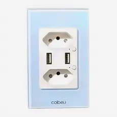 Tomada Inteligente WiFi 16A Painel 2 USB Compatível Alexa Google Tuya Bivolt