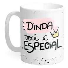 Caneca Batizado Dinda e Dindo Porcelana Madrinha Padrinho Criança Personalizada com Foto