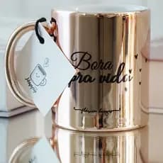 Caneca Cromada Espelhada Rose Personalizada com seu Nome