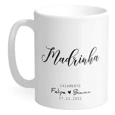 Caneca Madrinha e Padrinho Casamento Personalizada Com Nome Presente