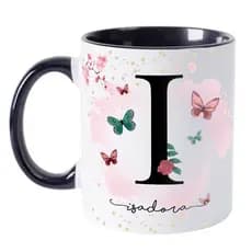Caneca com a letra inicial nome de A a Z Porcelana completo