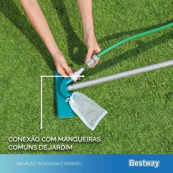 Kit Limpeza Piscina 2 Em 1 + Aspirador + Peneira + Cabo 2,03
