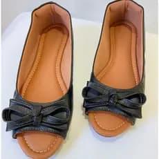 Peep Toe Sapatilha Aberta na Frente Feminina Preta