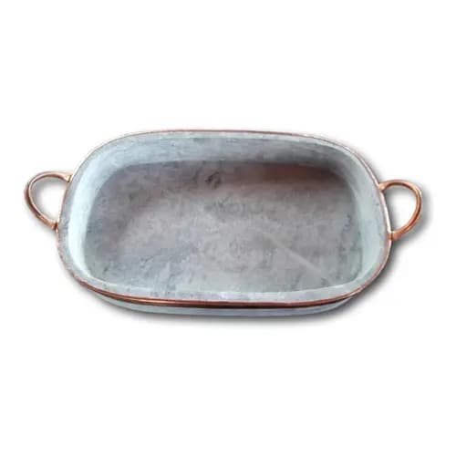 Forma De Lasanha De Pedra 30cm, Alça De Cobre