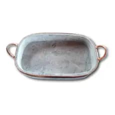 Forma De Lasanha De Pedra 30cm, Alça De Cobre