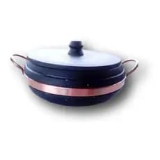 Panela De Pedra 2300ml  Com Alça De Cobre, Curada