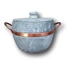 Panela De Pedra 4,5litros, Alça De Cobre Com Tampa