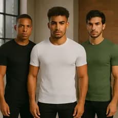 Kit 3 Camisetas 100% Caneladas