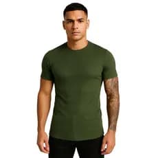 Camiseta Masculina Slim Fit Canelada | Estilo Street | Tecido Premium com Elastano