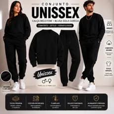Conjunto Moletom Calça+Blusa Gola Careca Flanelado Unissex