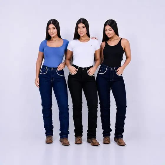 Calça Country Bordada Brilho Cintura Alta Feminina Rodeio com Lycra Elastano Cós Alto Empina Bumbum