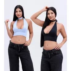 Kit 2 Cropped Multiforma Varias Amarrações Suplex Poliamida