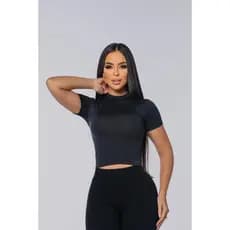 Baby tee Blusa Feminina Ameriana Casual Fitness Suplex Poliamida Todas as Ocasioes Versatil Tamanho Unico