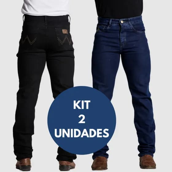 KIT 2 Unidades Calça Country Masculina Cowboy Larga Calça de Trabalho