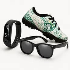 Kit Chuteira Infantil Society Palmeiras Elite + Relógio Digital + Óculos ⚽| Envio Rápido | 28 ao 36