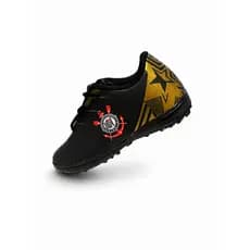 Chuteira Infantil Society Corinthians Estrela Preta ⚽ Confortável | Envio Rápido | 28 ao 36