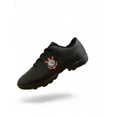 Chuteira Infantil Society Corinthians Preta Verniz ⚽ Confortável | Envio Rápido | 28 ao 36