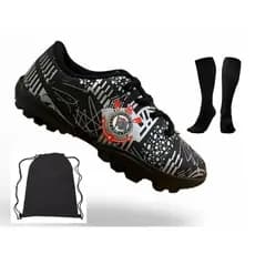 Kit Chuteira Infantil Society Corinthians Elite + Meião + Mochila | Confortável | Tam. 28 ao 36