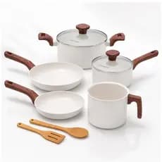 Jogo de Panelas de Indução 7 Peças Fundo Triplo e Revestimento Ceramico Mimo Style Marmol