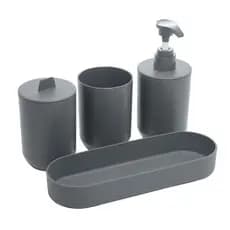 Conjunto 4 Peças Em Pp Para Banheiro Lyor Porta Escovas e Dispenser Para Sabonete Liquido