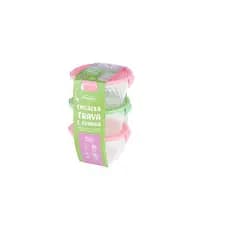Kit 3 Potes Cristal Redondos Plasvale 550ml | Organização, Frescor e Versatilidade