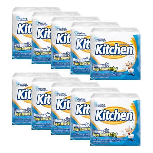 Kit 10 Guardanapos Kitchen 22,7x22,8cm Folha Simples 50un Por Pacote