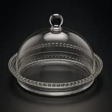 Queijeira de Cristal Pearl Wolff 20x9cm Tampa e Base Elegante Luxo