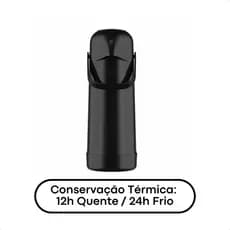 Garrafa Térmica Termolar Magic Pump Preta 1L | Mantém Bebidas Quentes ou Frias por Horas