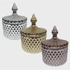 Porta Joias Cerâmica Decorativa Luxo Brilhante Metalizado