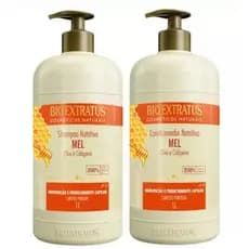 Kit Shampoo e Condicionador 1 Litro Mel,Chia E Colágeno Bio Extratus/Hidratação e Preenchimento Capilar