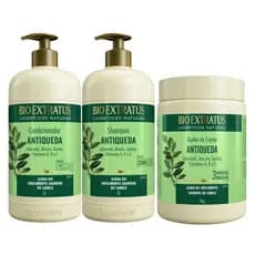 Kit TRIO Antiqueda Jaborandi Bio Extratus - Shampoo/Condicionador/Banho de Creme 1L - Cabelos com quedas