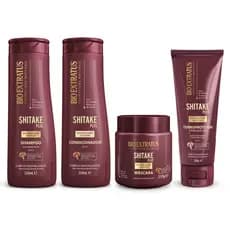 Kit SHITAKE Shampoo, Condicionador 350mL, Máscara 250 Gr e Finalizador Termoprotetor 200g Bio Extratus/Kit Reconstru