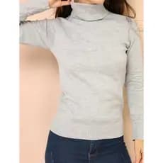 Blusa Feminina Básica Tricô Cacharrel Suéter Gola Alta Rolê