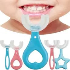 Escova de dentes infantil em silicone com cerdas macias em formato de U para bebês