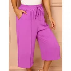 Calça de feminino/ liso / duna / pantacour/elastex com cintura