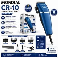 Máquina de Cortar Cabelo e Barba Mondial Pratic Style CR-10 Bivolt 127V e 220V Aparador Corpo Multifuncional